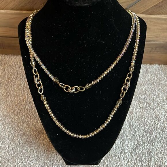 LOFT Jewelry - NWT Loft Beaded Bronze, Gold, aurora borealis necklace